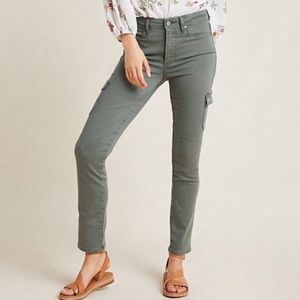 Paige Hoxton Cargo Skinny Ankle Jeans Army Green
